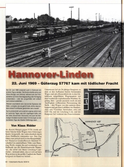 Eisenbahn-Kurier 08_2010 - Hannover-Linden - 22. Juni 1969 - Güterzug 55767 kam mit tödlicher Fracht - von Klaus Ridder  _rz